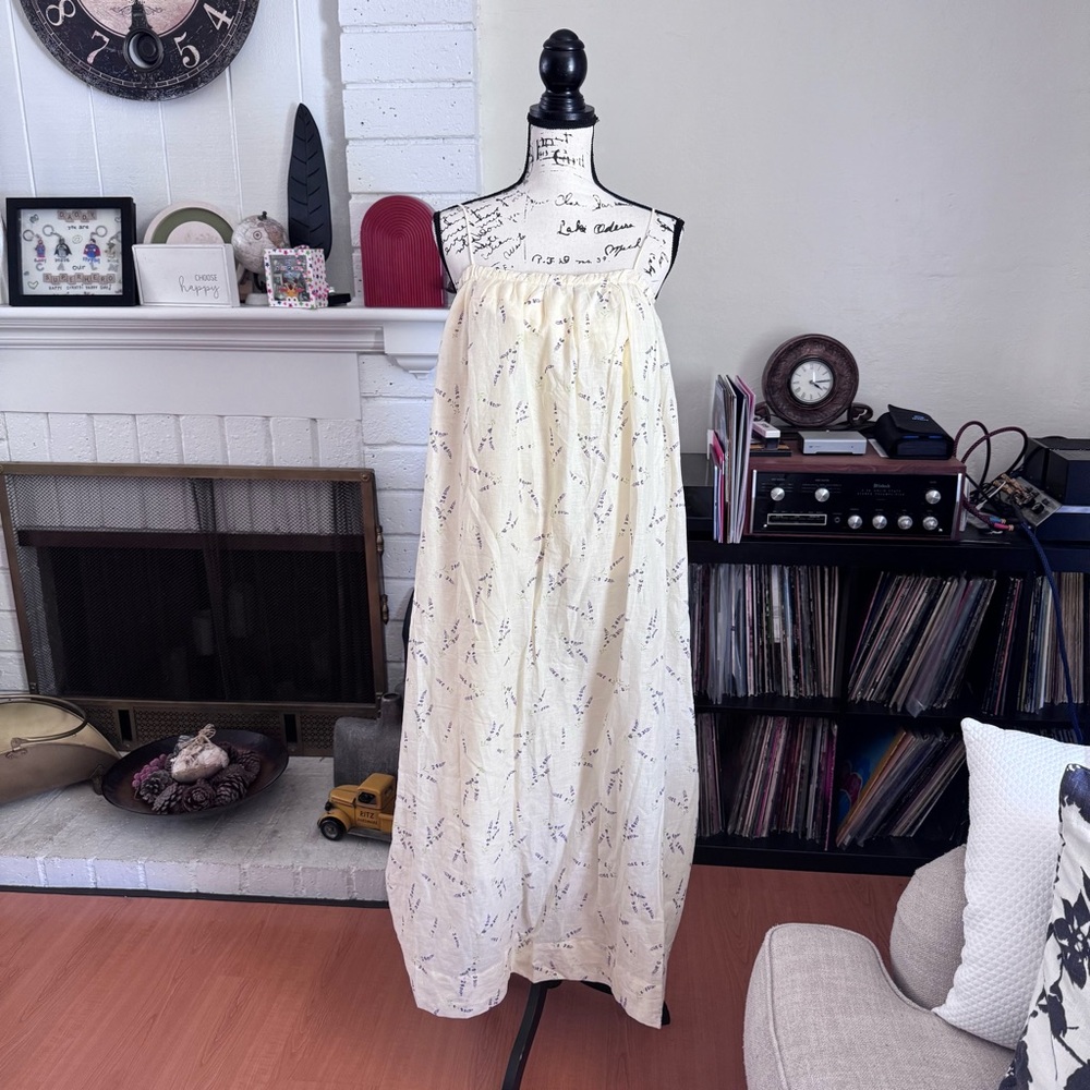 H&M Light Yellow Dress with Purple Floral Design